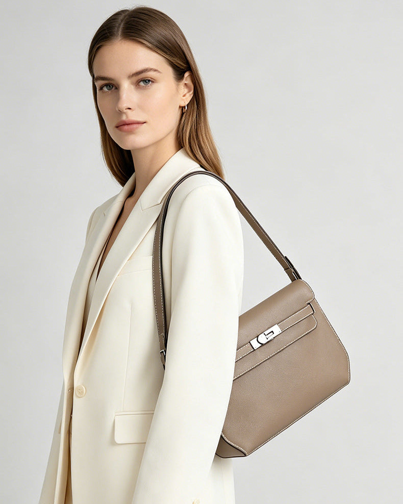 Classic Structured Leather Crossbody Bag | Minimalist Everyday Handbag