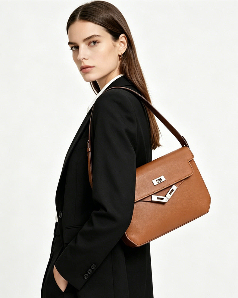 Classic Structured Leather Crossbody Bag | Minimalist Everyday Handbag