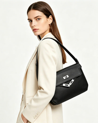 Classic Structured Leather Crossbody Bag | Minimalist Everyday Handbag