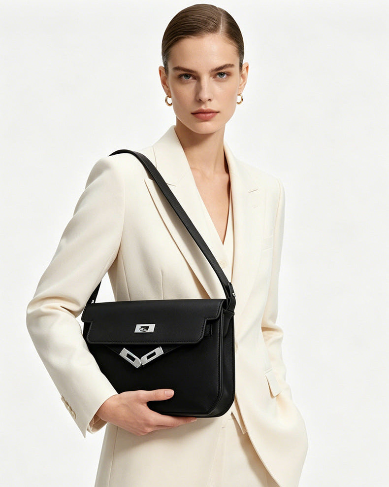 Classic Structured Leather Crossbody Bag | Minimalist Everyday Handbag