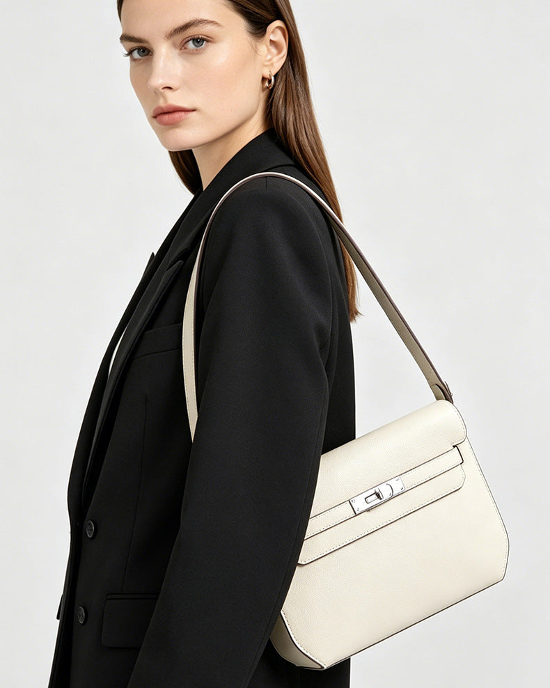 Classic Structured Leather Crossbody Bag | Minimalist Everyday Handbag
